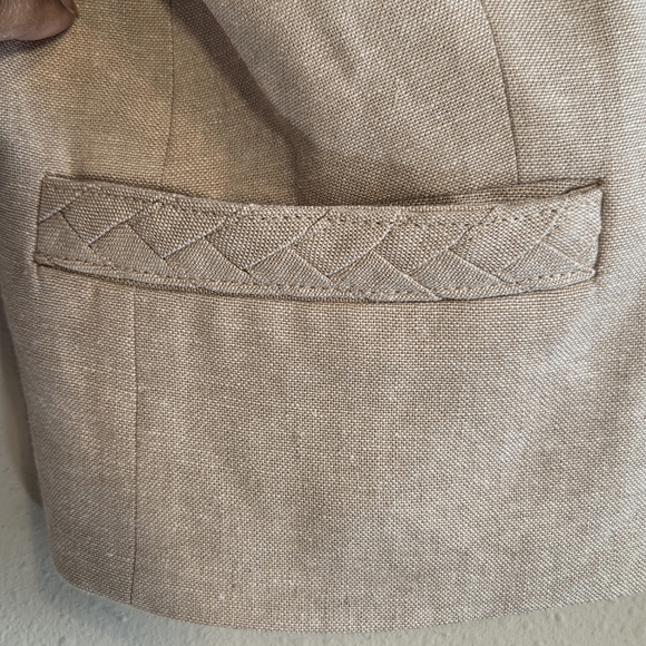 Jason Wu Linen Blend Beige Single Button Braided Detail Cropped Blazer Sz S - Picture 5 of 11